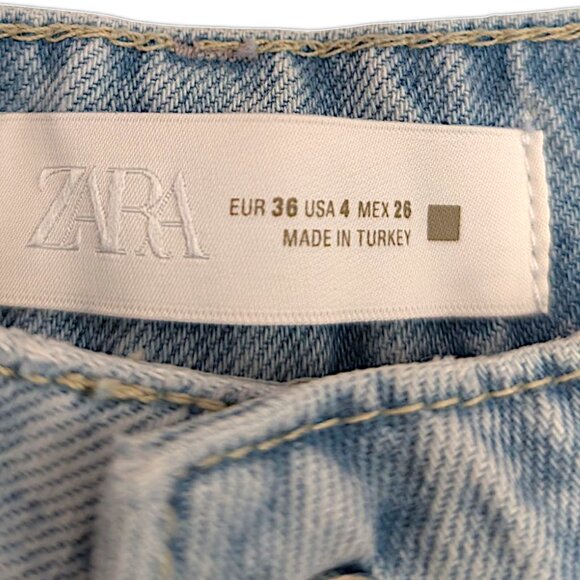 Zara high rise ligh blue extra wide leg palazzo jeans women's US 4 - Picture 9 of 11